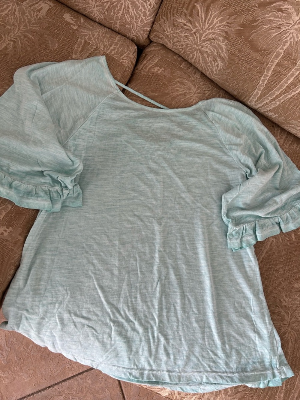 a.n.a Light Aqua Puff-Sleeve Tunic Top